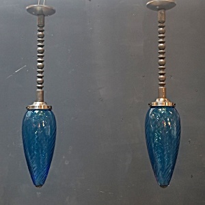 Blue Swirled Glass Pendants