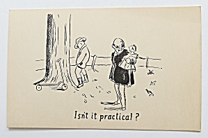 Little Boy Peeing By Tree While Girl Waits Postcard