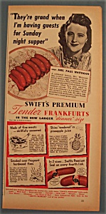 Vintage Ad: 1941 Swift Frankfurts W/ Mrs. Paul Whiteman