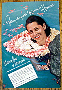 1937 Matson Line To Hawaii With Woman & Lei In Water