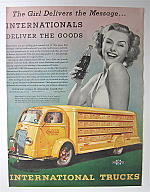 1938 International Trucks W/ Lovely Woman Holding Soda
