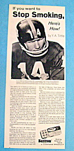 1967 Bantron Stop Smoking With Y. A. Tittle