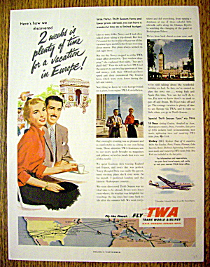 1953 Trans World Airlines Twa With Man & Woman