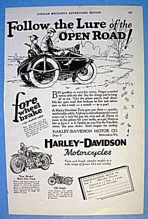1927 Harley Davidson With Men On Motorcycle