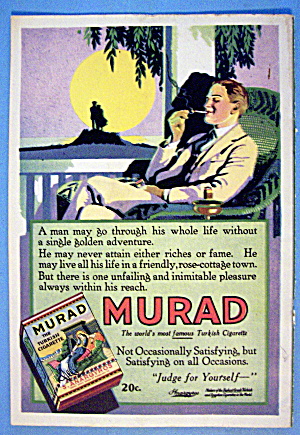 1921 Murad Cigarettes With Man Smoking On Porch