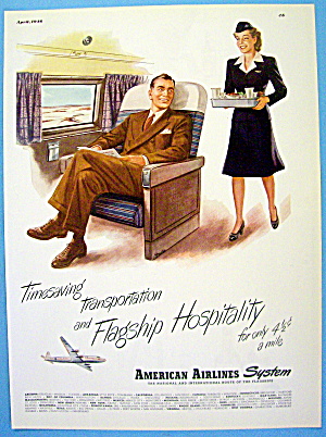 1946 American Airlines With Stewardess And Man