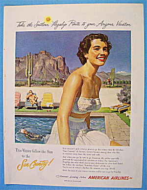 1958 American Airlines Sun Country With Lovely Woman