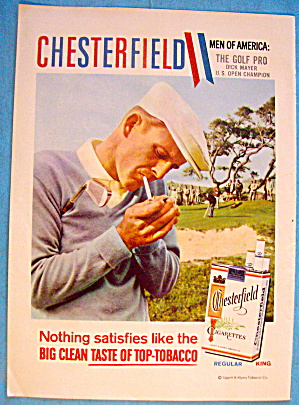 1958 Chesterfield Cigarettes With Golf's Pro Dick Mayer