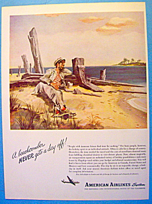 1946 American Airlines With A Beachcomber On Beach