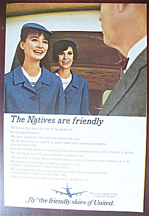 1966 United Air Lines With A Stewardess Talking To Man