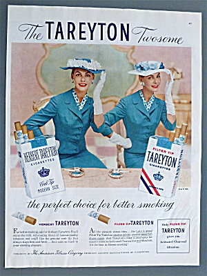 1956 Tareyton Cigarettes With Twin Women Smiling