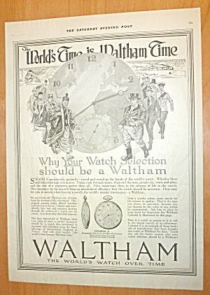 1918 Waltham Watch With World's Time Is Waltham