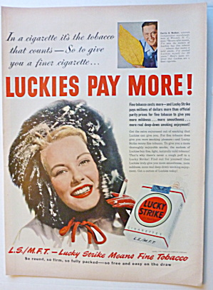 1950 Lucky Strike Cigarettes With Woman In Furry Cap