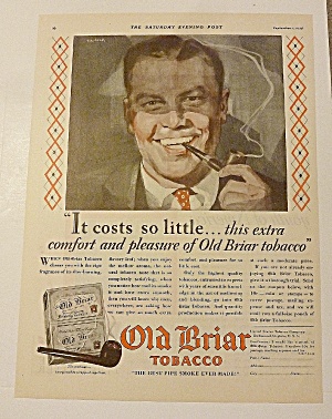 1928 Old Briar Tobacco With Man Smoking Pipe