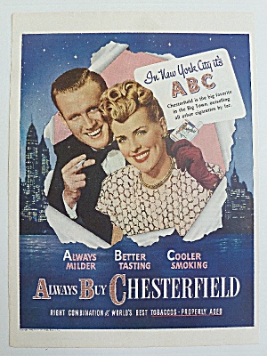 1946 Chesterfield Cigarettes With Man & Woman