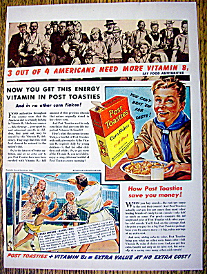 1940 Post Toasties W/ A Boy Scout With A Bowl Of Cereal