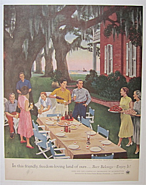 1954 Beer Belongs Gulf Coast Shrimp Supper By J. Falter