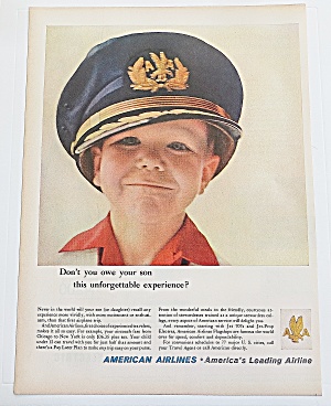 1960 American Airlines With Boy Wearing Pilot's Hat