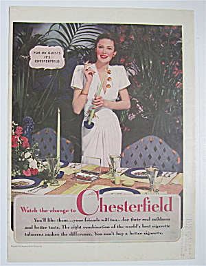 1944 Chesterfield Cigarettes With Woman Smoking