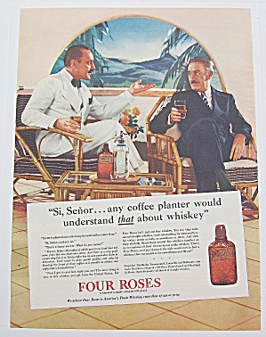 1937 Four Roses Whiskey With Men Talking While Drinking