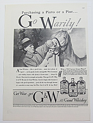 1937 G & W Whiskey With Man Looking At Horse's Teeth