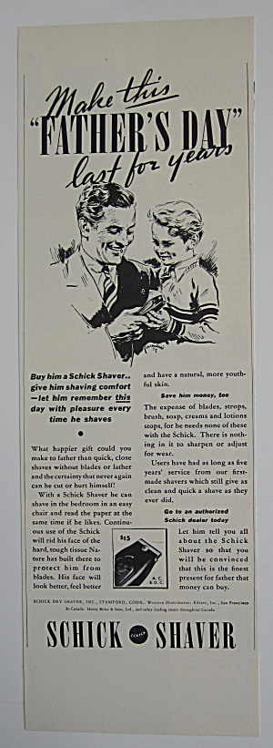1937 Schick Shaver With Dad On Father's Day