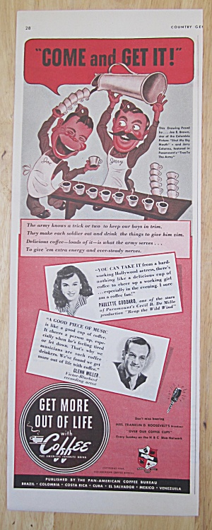 1942 Coffee With Paulette Goddard & Glenn Miller