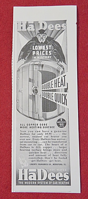 1936 Ha Dees Car Heating With Copper Core Heating