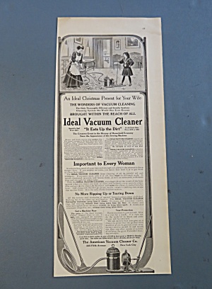 1908 Ideal Vacuum Cleaner With Woman Vacuuming