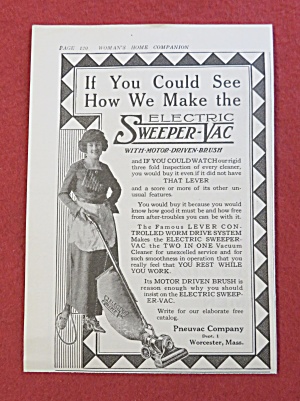 1920 Electric Sweeper Vac With Woman With Vacuum