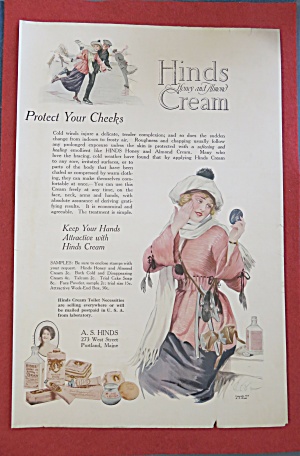 1920 Hinds Honey & Almond Cream With Woman & Mirror