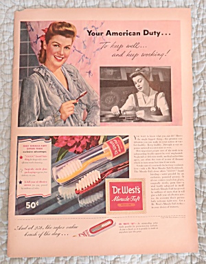 1943 Dr West's Miracle Tuft Toothbrush With Woman