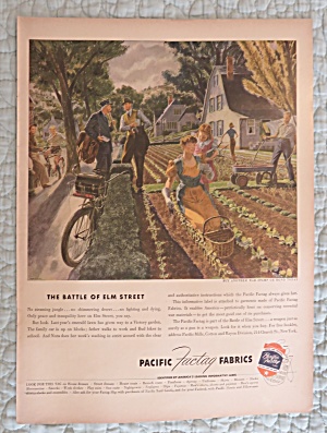 1943 Pacific Factag Fabrics With Woman In Garden