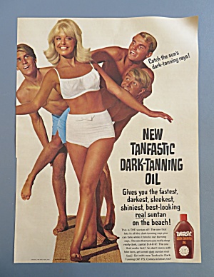 1966 Tanfastic Dark Tanning Oil With Girl & 3 Boys