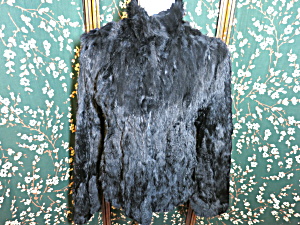 Vintage Wilsons Leather Maxima Black Rabbit Fur Jacket