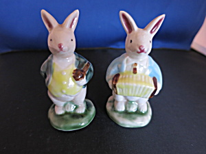 Miniature Bunny Rabbit Figurines Musicians 2 Males