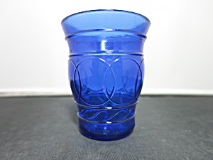 Vintage Cobalt Blue Juice Glass With Circles Marked 4