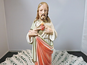 Jesus Sacred Heart Chalkware Statue Columbia Staturary