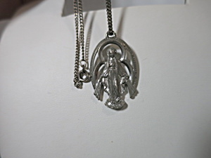 Vintage Weston Sterling Miraculous Medal Pendant Mary Conceived