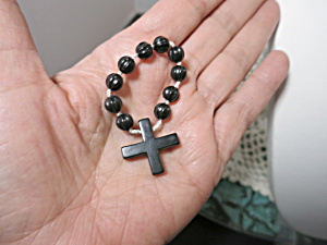 Vintage Black Chaplet With Cross Italy