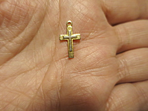 Vintage Cross Pendant Small 5/8 Inches Silver And Gold Plated