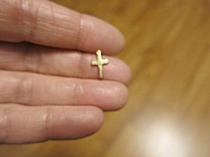 Vintage Tiny Cross Charm Pendant Gold Filled Metal Height 1/2 In