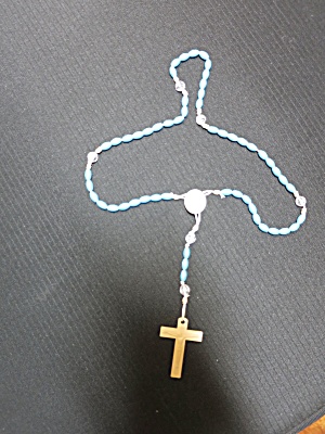 Vintage Plastic Missionary Rosary Blue Ivory
