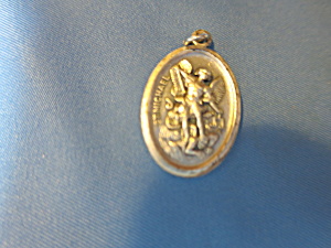 Vintage Medal St. Michael Guardian Angel Silver Plated