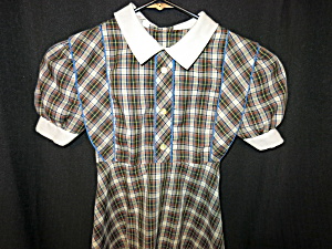 Vintage Dress Girls Size 6 Or 7 Checkered With Collar