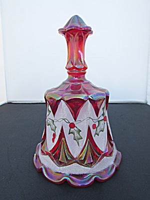 Fenton Art Glass Christmas Bell Red Carnival 1996