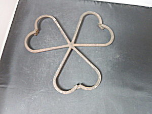 Antique Heart Trivet Hot Plate Cast Iron 3 Hearts Hand Forged