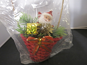 Santa Flocked Dancing Basket Christmas Decoration Ornament
