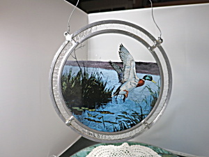 Vintage Mallard Duck In Flight Suncatcher By Glass Masters 8 3/4