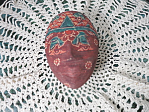 Vintage Wood Batik Indonesian Mask Box Hand Decorated Colored